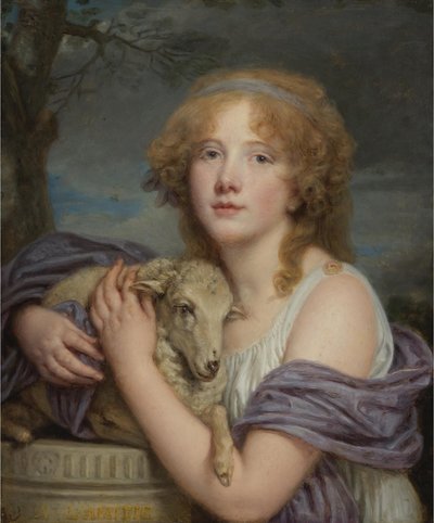 Pige med lam af Jean Baptiste Greuze