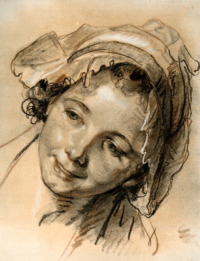 Hovedstudie af en pige af Jean Baptiste Greuze
