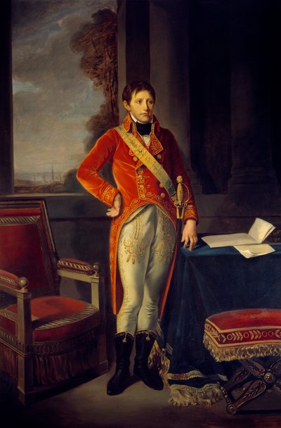 Portræt i fuld længde af Bonaparte som første konsul (1769 - 1821). Maleri af Johannes Døberen Greuze (1725-1805) af Jean Baptiste Greuze
