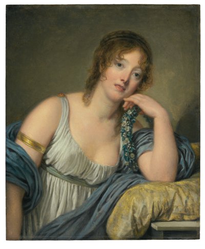 Portræt af Jeanne Philiberte Ledoux (1767-1840), halv længde (olie på panel) af Jean Baptiste Greuze