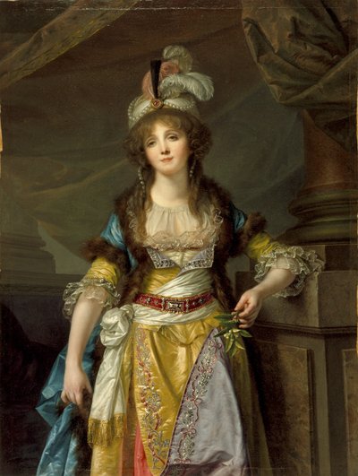 Portræt af en dame i tyrkisk udklædning, ca.1790 af Jean Baptiste Greuze
