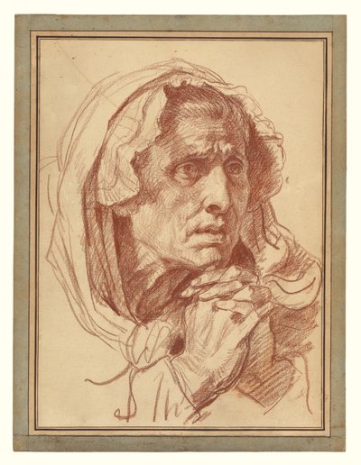 Studie af hovedet af en gammel kvinde af Jean Baptiste Greuze