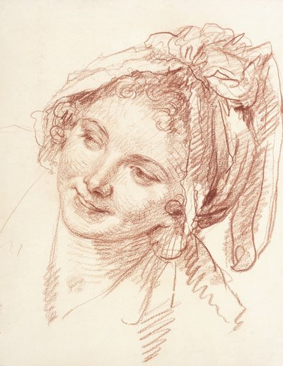 Hovedet af en ung pige, der hælder til venstre, af Jean Baptiste Greuze
