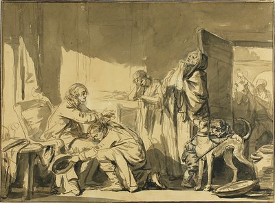 Den faderlige velsignelse eller Basiles afrejse af Jean Baptiste Greuze