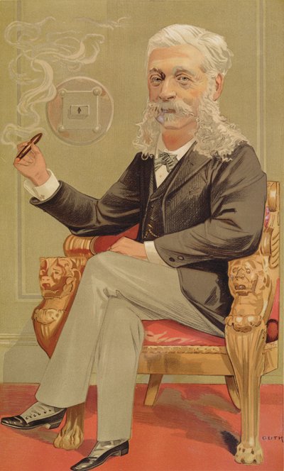 Baron Alphonse de Rothschild, illustration fra Vanity Fair, 1894 farve litho af Jean Baptiste Guth