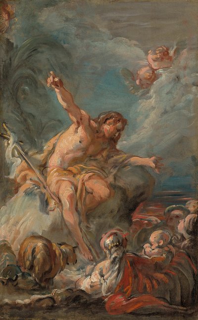 Johannes Døberen prædiker i ørkenen af Jean Baptiste Henri Deshays