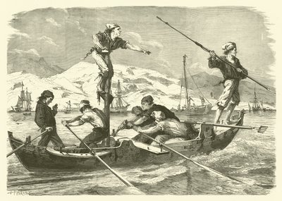 Fiskeri efter sværdfisk ved Siciliens kyst (gravering) af Jean Baptiste Henri Durand-Brager