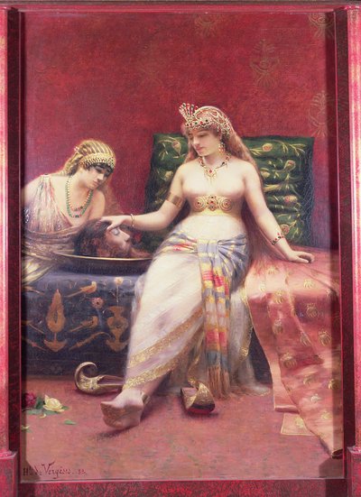 Salome med Johannes Døberens hoved, 1882 (olie) af Jean Baptiste Hippolyte de Vergeses