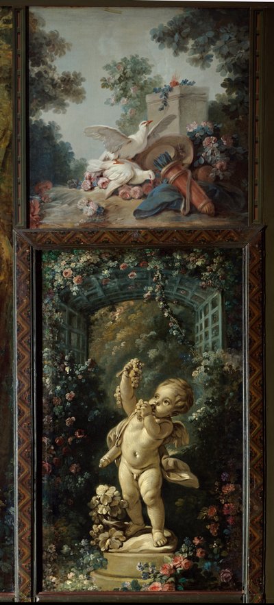 Dørpanel til gravørsalonen Gilles Demarteau (1722-1776): ofringen ved kærlighedens og kærlighedens alter med druer. Studie af Jean Baptiste Huet (1745-1811) Paris fra det 18. århundrede, Musee Carnavalet af Jean Baptiste Huet
