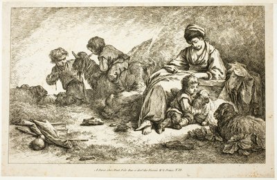 Mor og børn med får af Jean Baptiste Huet