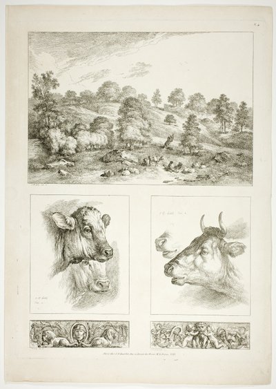 Tallerken fire af 38 fra Oeuvres de J. B. Huet af Jean Baptiste Huet
