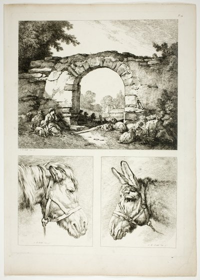 Tavle fjorten af ​​38 fra Oeuvres de J. B. Huet af Jean Baptiste Huet