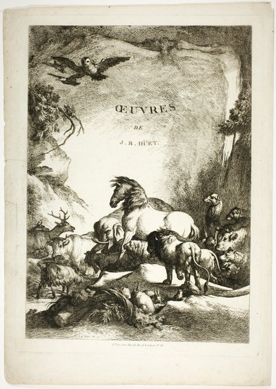 Titelblad fra Oeuvres de J. B. Huet af Jean Baptiste Huet