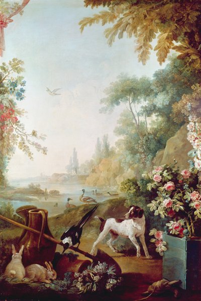 To kaniner, en skate og en hund, fra Gilles Demarteau