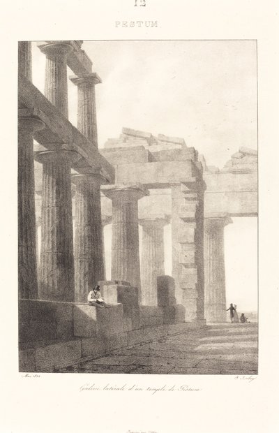 Sidegalleri af et tempel i Paestum af Jean Baptiste Isabey
