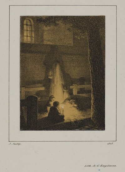 En gruppe børn omkring et stearinlys af Jean Baptiste Isabey