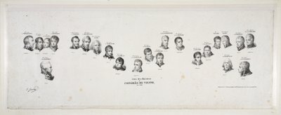 Navne på ministrene for Wienerkongressen, i 1815, pub. 1815 af Jean Baptiste Isabey
