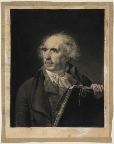 Portræt af Hubert Robert, ca.1798-99 (sort/hvid kridt) af Jean Baptiste Isabey