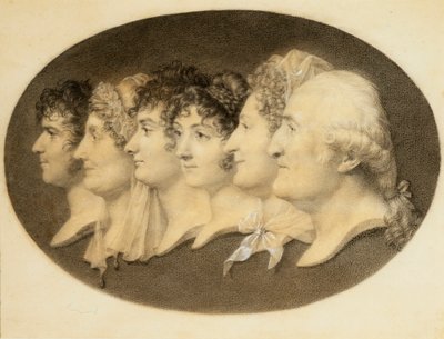Profilportræt af Augustin og hans familie af Jean Baptiste Jacques Augustin