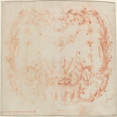 Rokoko-vægdesign med springvand og svaner [verso] af Jean Baptiste Joseph Pater