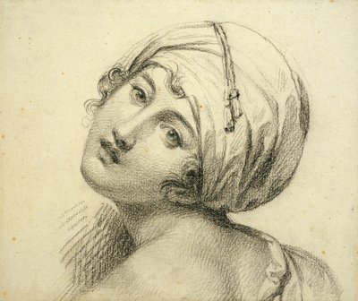 Portræt af Emma (ca. 1765-1815) Lady Hamilton (sort kridt på papir) af Jean Baptiste Joseph Wicar