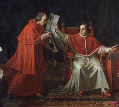 Underskrift af konkordatet mellem Frankrig og den hellige belejring (Saint Siege), af pave Pius VII (1742 - 1823), 15. august af Jean Baptiste Joseph Wicar