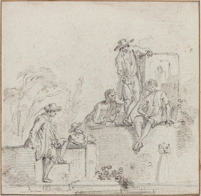 Figurer siddende omkring et springvand af Jean-Baptiste Lallemand