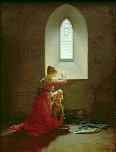 Genevieve af Brabant døber sin søn i fængslet af Jean Baptiste Mallet