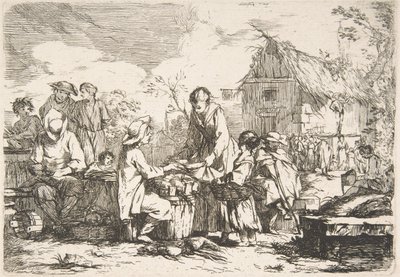 Village Market Place Landsbymarkedet, 1700-tallet. af Jean Baptiste Marie Pierre