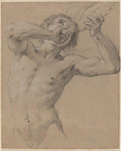 En triton, der blæser en konkylie af Jean Baptiste Nattier