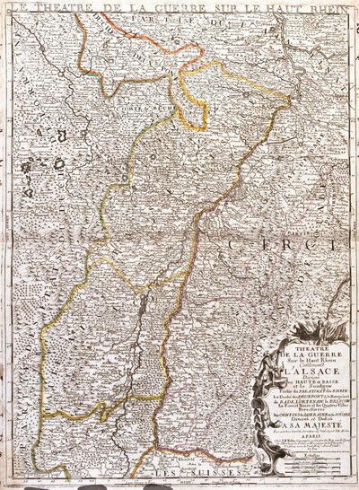 Kort over Alsace (Frankrig) (Gravering af Jean Baptiste Nolin