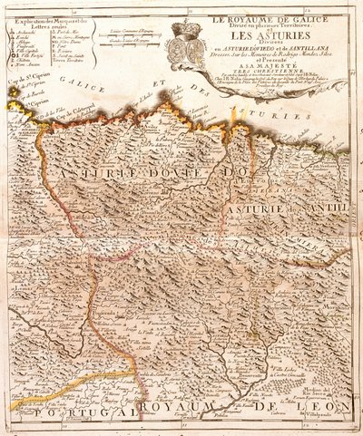 Kort over Asturien (Spanien) (gravering af Jean Baptiste Nolin