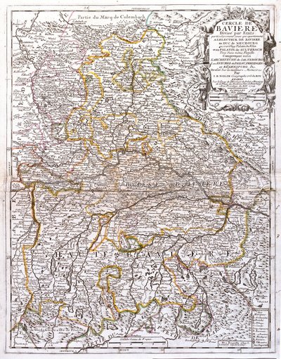 Kort over Bayern (Tyskland) (Gravering af Jean Baptiste Nolin