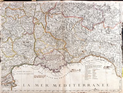 Kort over Dauphine og Provence (Frankrig) (Gravering af Jean Baptiste Nolin