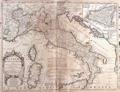 Kort over Italien, med Korsika, Sardinien og Sicilien (gravering af Jean Baptiste Nolin