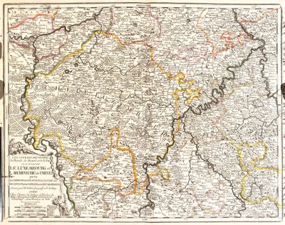 Kort over Luxembourg og bispedømmet Treves (Tyskland) (gravering af Jean Baptiste Nolin