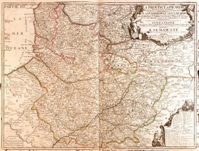 Kort over Picardie (Frankrig) af Jean Baptiste Nolin