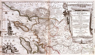 Kort over Poitou Charentes (Frankrig) (Gravering af Jean Baptiste Nolin