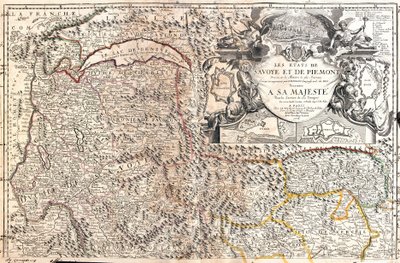 Kort over Savoyen og Piemonte (Italien) (Gravering af Jean Baptiste Nolin