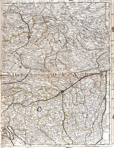 Kort over Schwaben (Tyskland) (Gravering af Jean Baptiste Nolin
