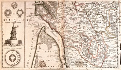 Kort over Aquitaine (Frankrig) (Gravering af Jean Baptiste Nolin