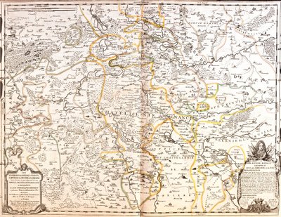 Kort over området i Nancy (Frankrig) (Gravering af Jean Baptiste Nolin