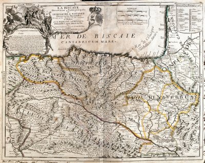 Kort over Biscayen-provinsen (Spanien) og kongeriget Navarra (Frankrig) (gravering af Jean Baptiste Nolin