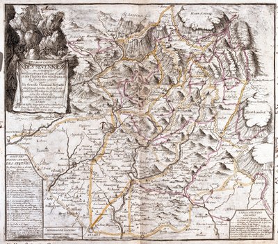 Kort over Cevennerne (Frankrig) (Gravering af Jean Baptiste Nolin