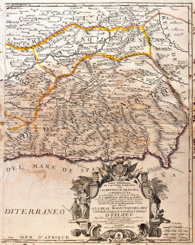 Kort over Granada-provinsen (Spanien) (gravering af Jean Baptiste Nolin