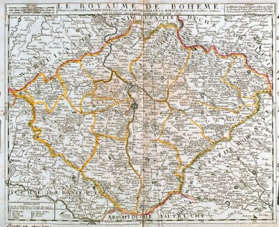 Kort over Kongeriget Bøhmen (Tjekkiet) (Gravering af Jean Baptiste Nolin