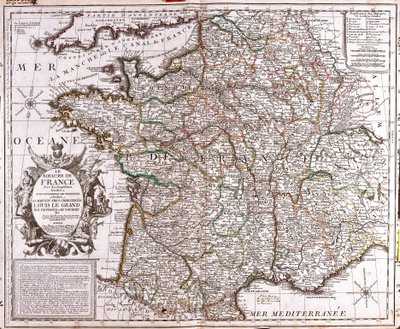Kort over kongeriget Frankrig (gravering af Jean Baptiste Nolin