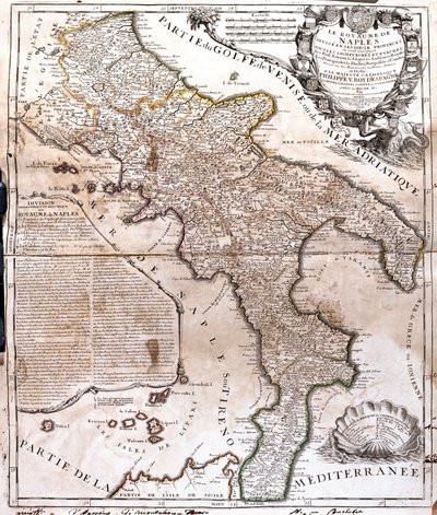 Kort over kongeriget Napoli (Italien) (gravering af Jean Baptiste Nolin