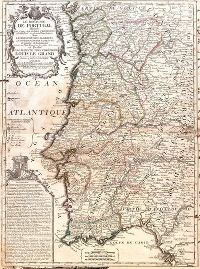 Kort over kongeriget Portugal (gravering af Jean Baptiste Nolin