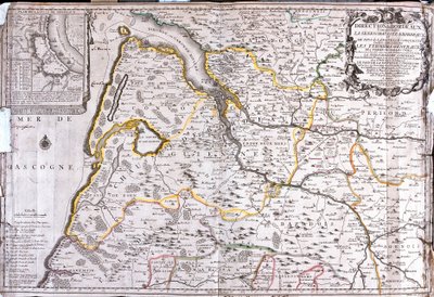 Kort over området omkring Bordeaux (Frankrig) (gravering af Jean Baptiste Nolin